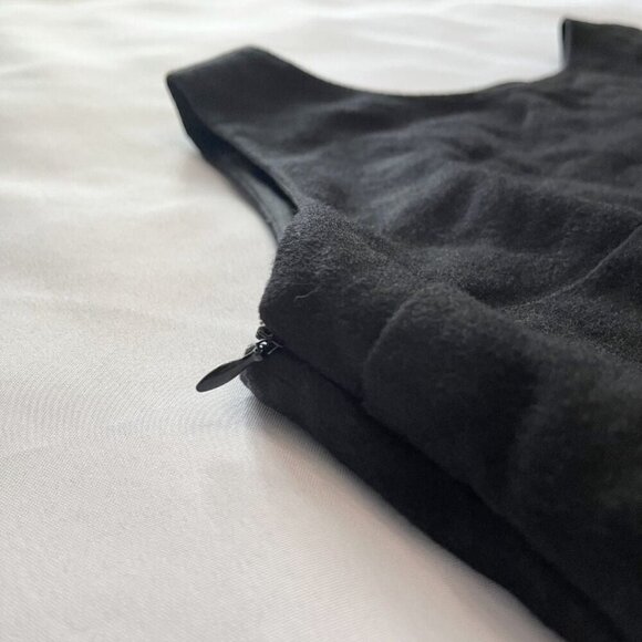 SARAH PACINI BLACK WOOL METALLIC FIBER ASYMMETRICAL SLEEVELESS SHIFT DRESS - M - Picture 9 of 12